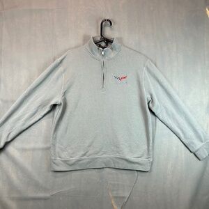 National Corvette Museum Quarter Zip Pullover Mens Sweater Gray Size Medium